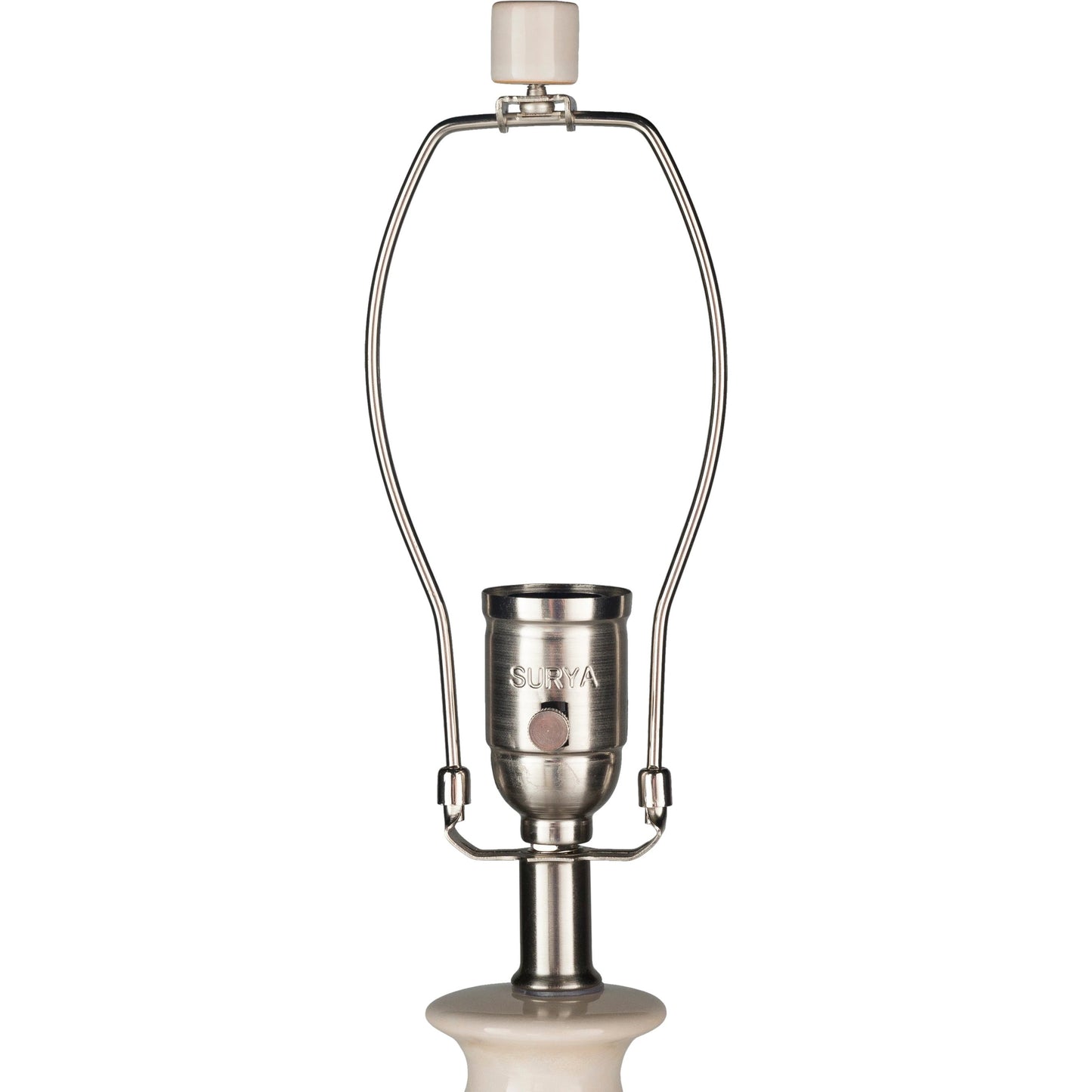 025 S-229679 | Closeup | Newell - 16459 by Surya in white, metallic nickel and glazed. Made from linen, ceramic, metal in a cottage & farmhouse style.