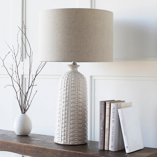 Newell - 16459 by Surya in ivory and glazed. Made from linen, ceramic, metal in a cottage & farmhouse style.
