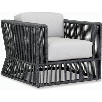 Milano Outdoor Club Chair by Sunset West in slate. Made from olefin rope in a coastal style.