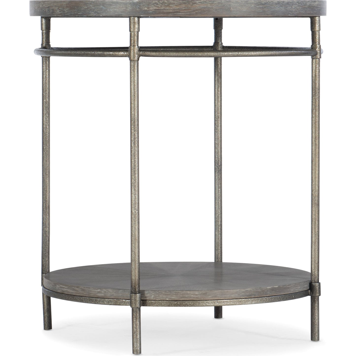 001 SI-1749513 | Primary Silo | Round End Table by Hooker Furniture in medium natural acacia. Made from acacia veneers with metal tubing, metal sheet in a modern style.