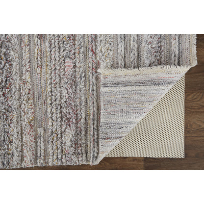 Alden Transitional Stripes Rug - 8637F by Feizy in taupe, ivory, red. Made from polyester in a unique style.