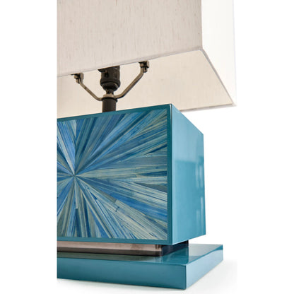 Sapphire Horizontal Table Lamp by Jonathan Charles in azure blue straw. Made from main straw in a unique style.