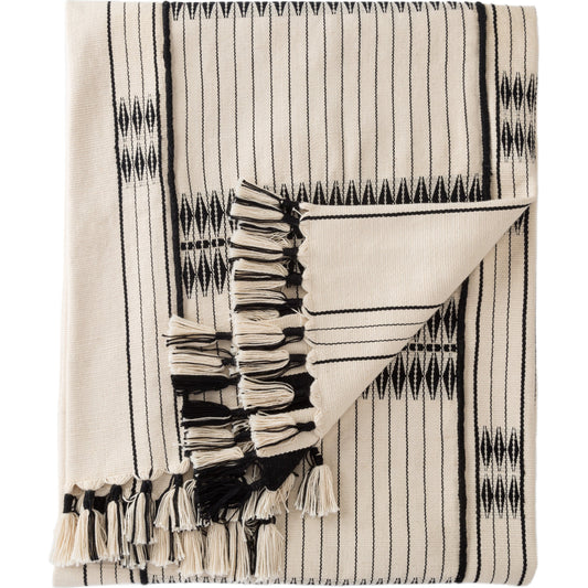 Saramati Nagaland Throw by Jaipur Living in cream, black. Made from 100% cotton in a eclectic & global style.