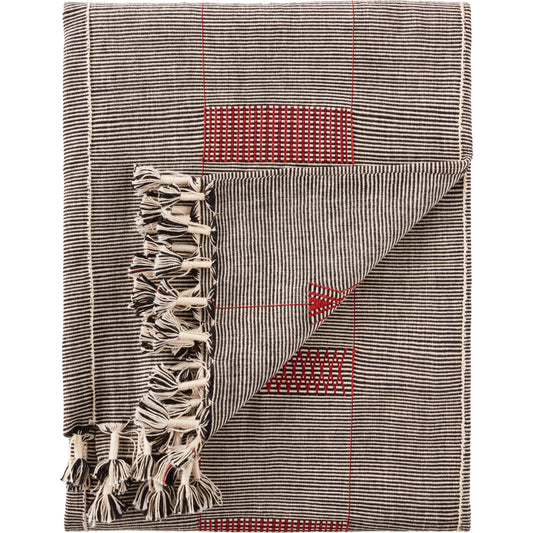 Nagaland Throw Hebron by Jaipur Living in black, red. Made from 100% cotton in a transitional style.