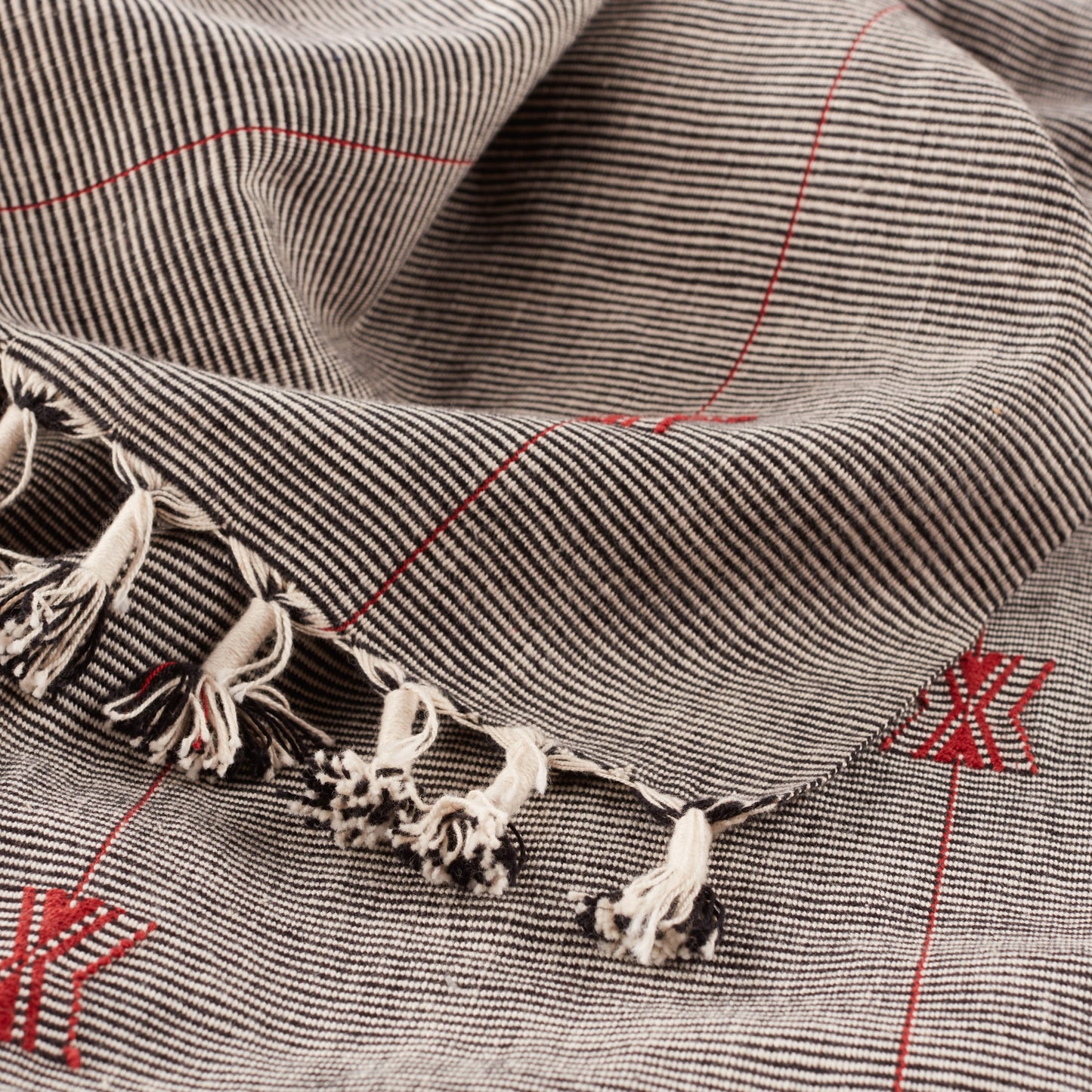 003 SI-1785593 | Closeup | Nagaland Throw NGD07 Throw by Jaipur Living in black, red. Made from 100% cotton in a transitional style.