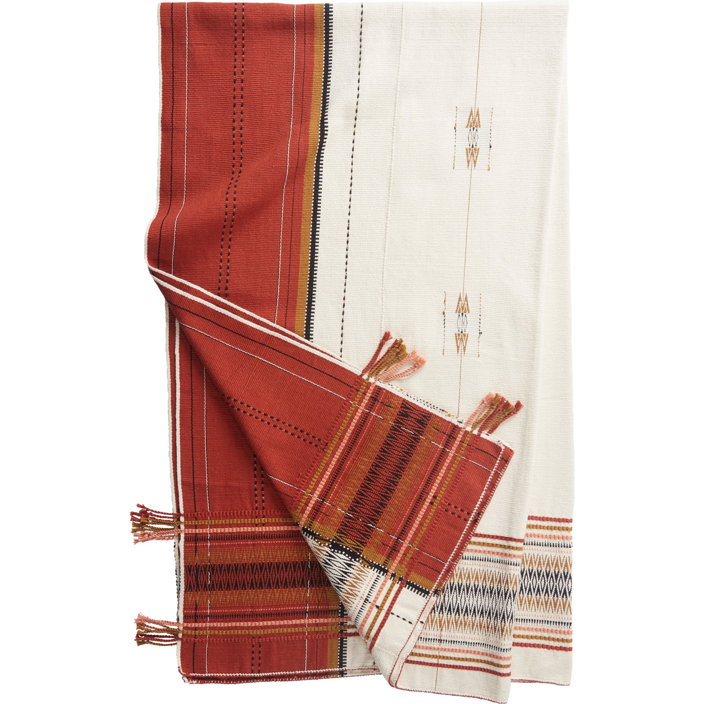 003 SI-2062396 | Closeup | Nagaland Throw NGD09 Throw by Jaipur Living in red, cream. Made from 100% cotton in a eclectic & global style.