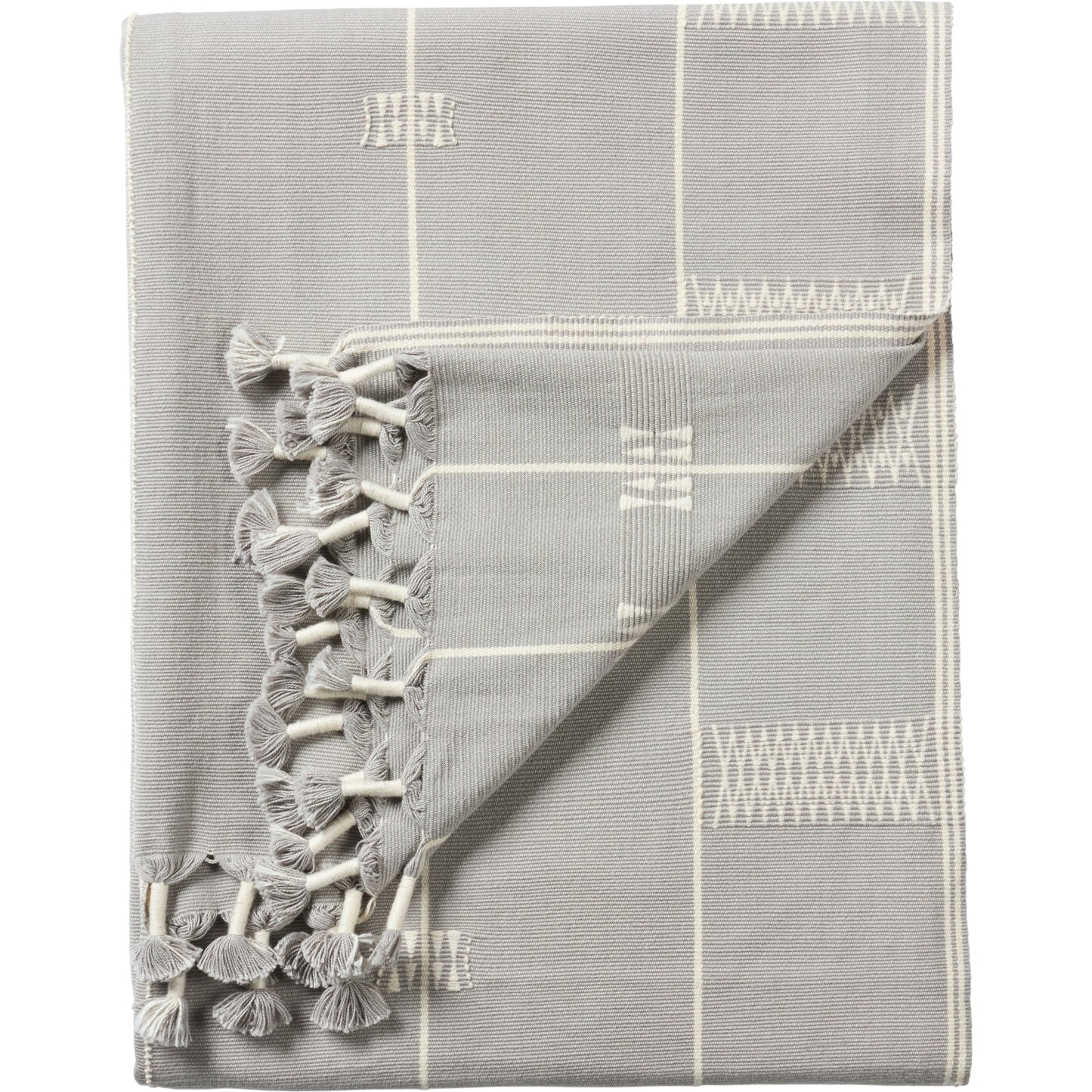 002 SI-2062397 | Closeup | Nagaland Throw NGD10 Throw by Jaipur Living in light gray, cream. Made from 100% cotton in a cottage & farmhouse style.