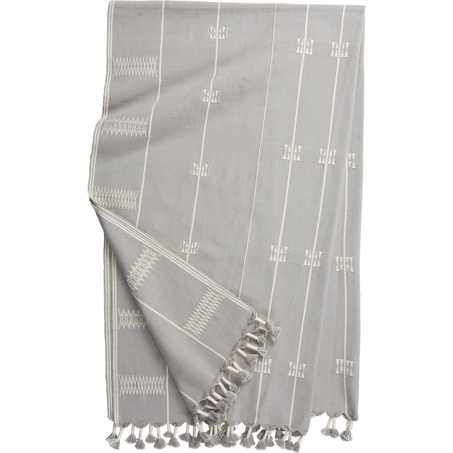 003 SI-2062397 | Closeup | Nagaland Throw NGD10 Throw by Jaipur Living in light gray, cream. Made from 100% cotton in a cottage & farmhouse style.