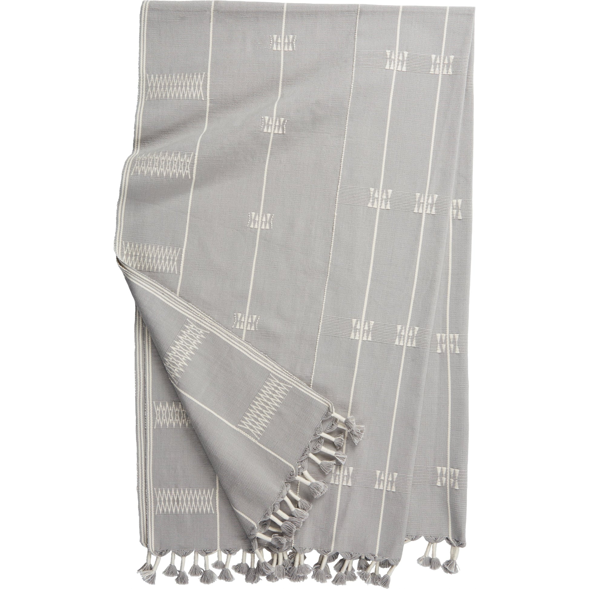 Nagaland Throw NGD10 Throw by Jaipur Living in light gray, cream. Made from 100% cotton in a cottage & farmhouse style.