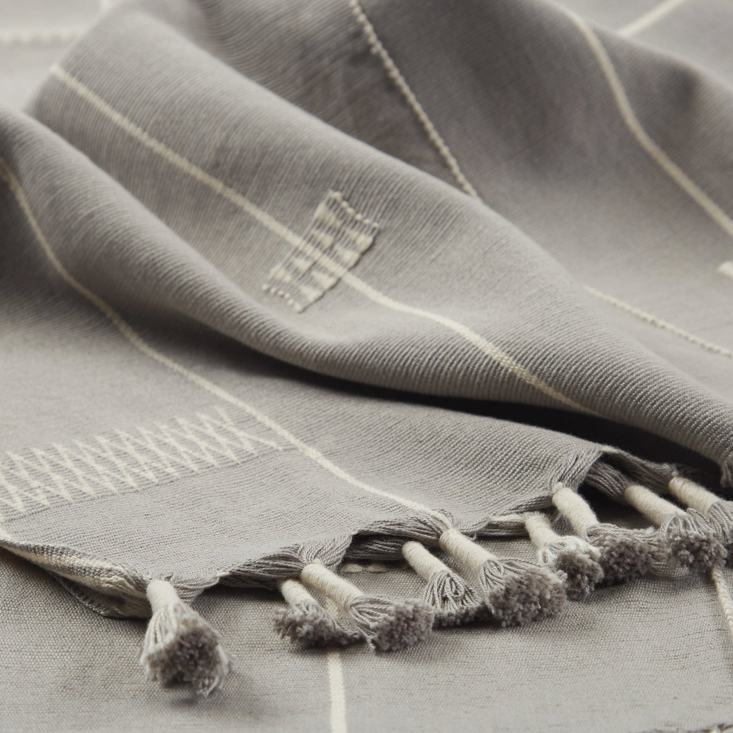 004 SI-2062397 | Closeup | Nagaland Throw NGD10 Throw by Jaipur Living in light gray, cream. Made from 100% cotton in a cottage & farmhouse style.