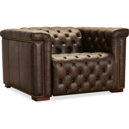 Savion Deux Power Recliner with Power Headrest by Hooker Furniture in dark wood. Made from unique in a traditional style.