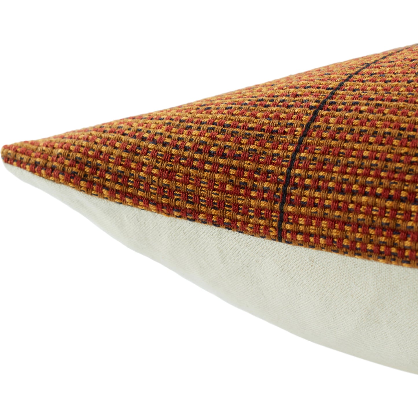 003 SI-2062035,SI-2062036,SI-2354755 | Closeup | Nagaland Pillow NGW16 Pillow by Jaipur Living in red, gold. Made from 100% cotton in a modern style.
