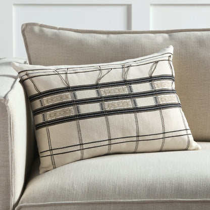 Nagaland Pillow NGW19 Pillow by Jaipur Living in black, cream. Made from 100% cotton in a modern style.