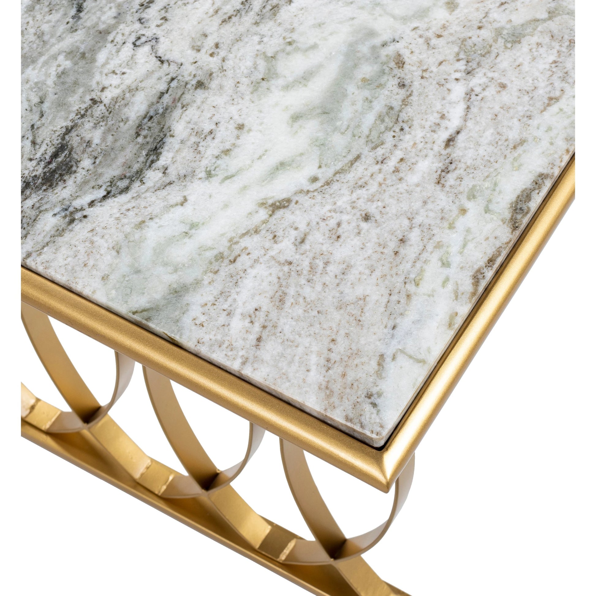 Nishka - 27963 by Surya in brown and powder coatednatural. Made from top: 100% marble, base: 100% metal in a unique style.