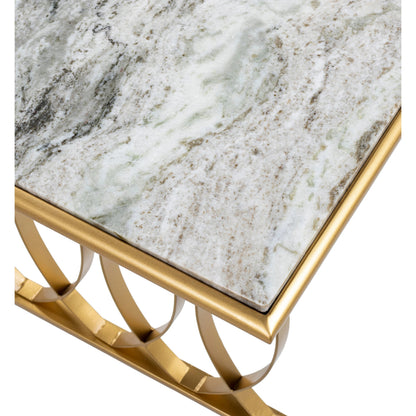 Nishka - 27963 by Surya in brown and powder coatednatural. Made from top: 100% marble, base: 100% metal in a unique style.
