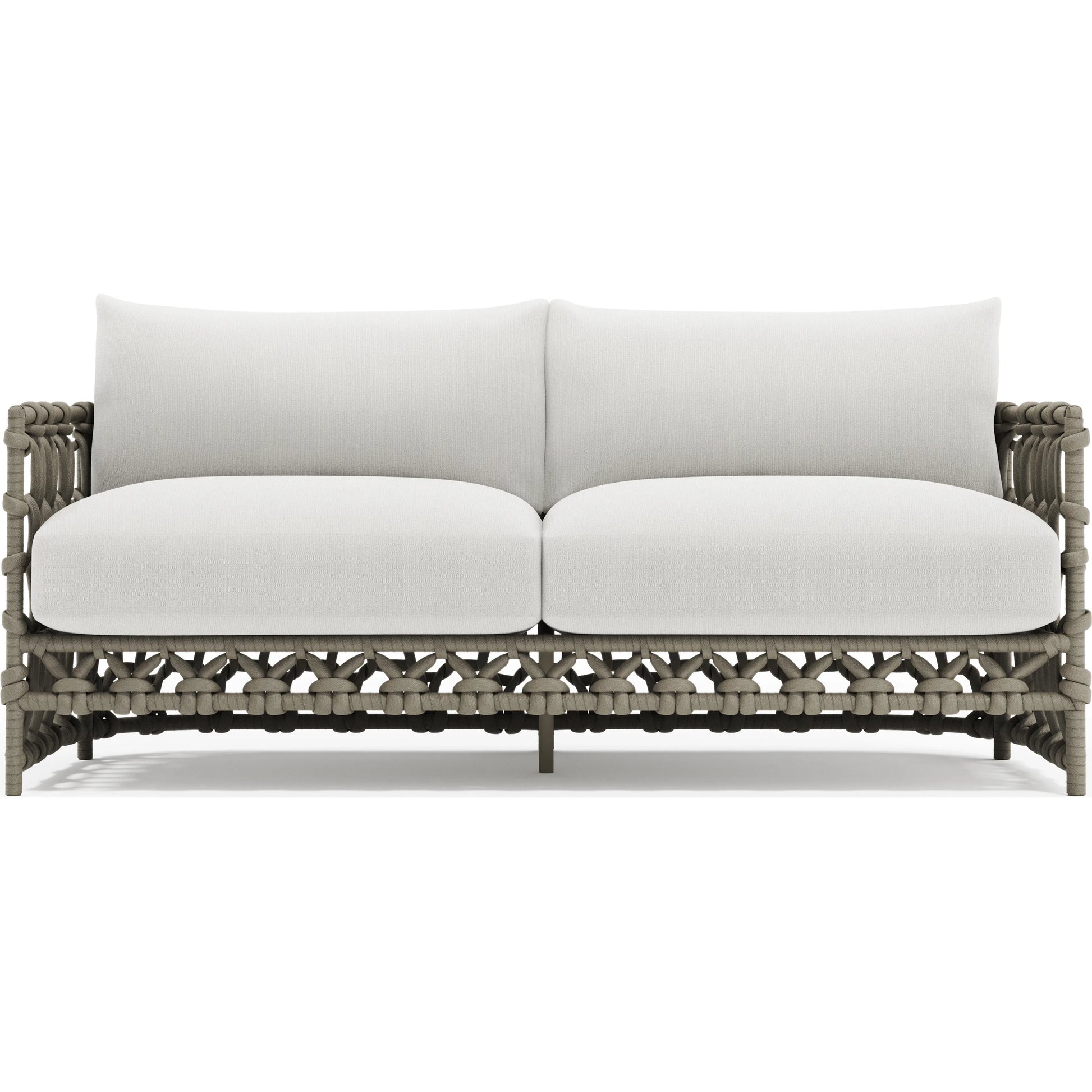 Nodi Outdoor Sofa by Bernhardt in white. Made from fabric in a unique style.