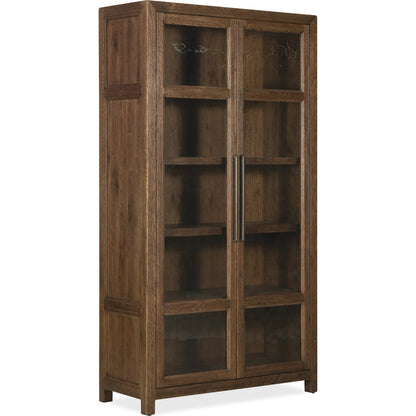 Driftwood Display Cabinet by Hooker Furniture. Made from oak solids, oak veneers, seeded glass, fabric, 100% polyester in a transitional style.