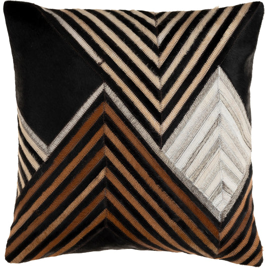 Nashville Pillow - 20632 by Surya in black, cream. Made from 100% hair on hide, 100% cotton in a unique style.