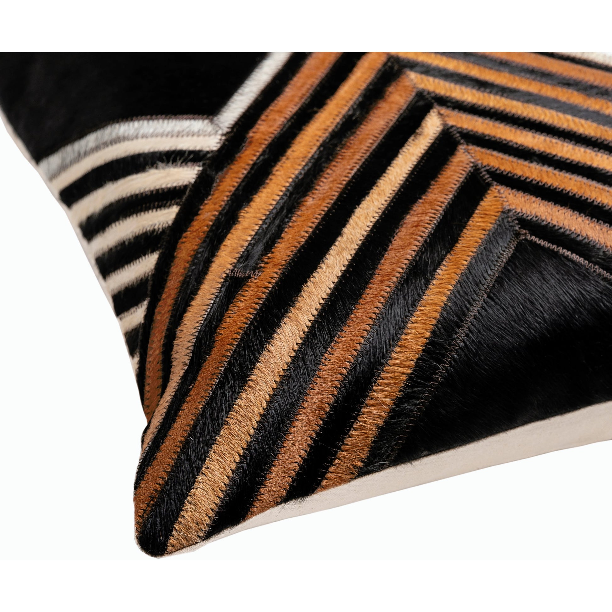 Nashville Pillow - 20632 by Surya in black, cream. Made from 100% hair on hide, 100% cotton in a unique style.