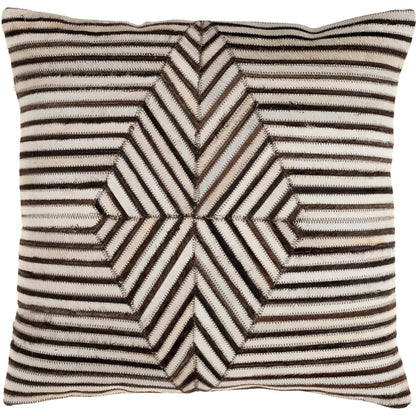Nashville Pillow - 23455 by Surya in cream, tan, black, light gray. Made from 100% hair on hide, 100% cotton in a unique style.