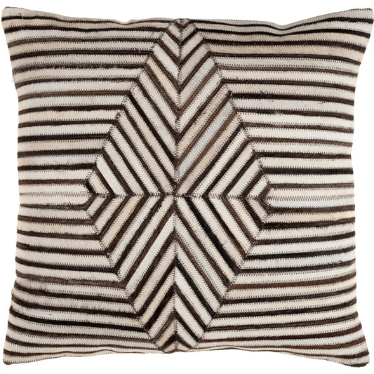Nashville Pillow - 23455 by Surya in cream, tan. Made from 100% hair on hide, 100% cotton in a unique style.
