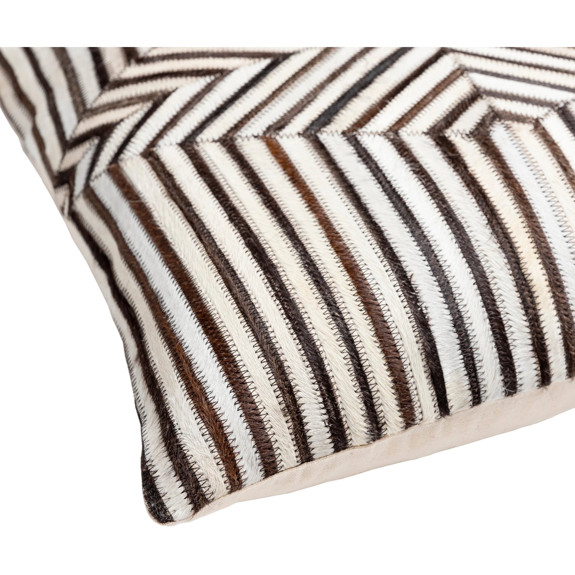 Nashville Pillow - 23455 by Surya in cream, tan, black, light gray. Made from 100% hair on hide, 100% cotton in a unique style.