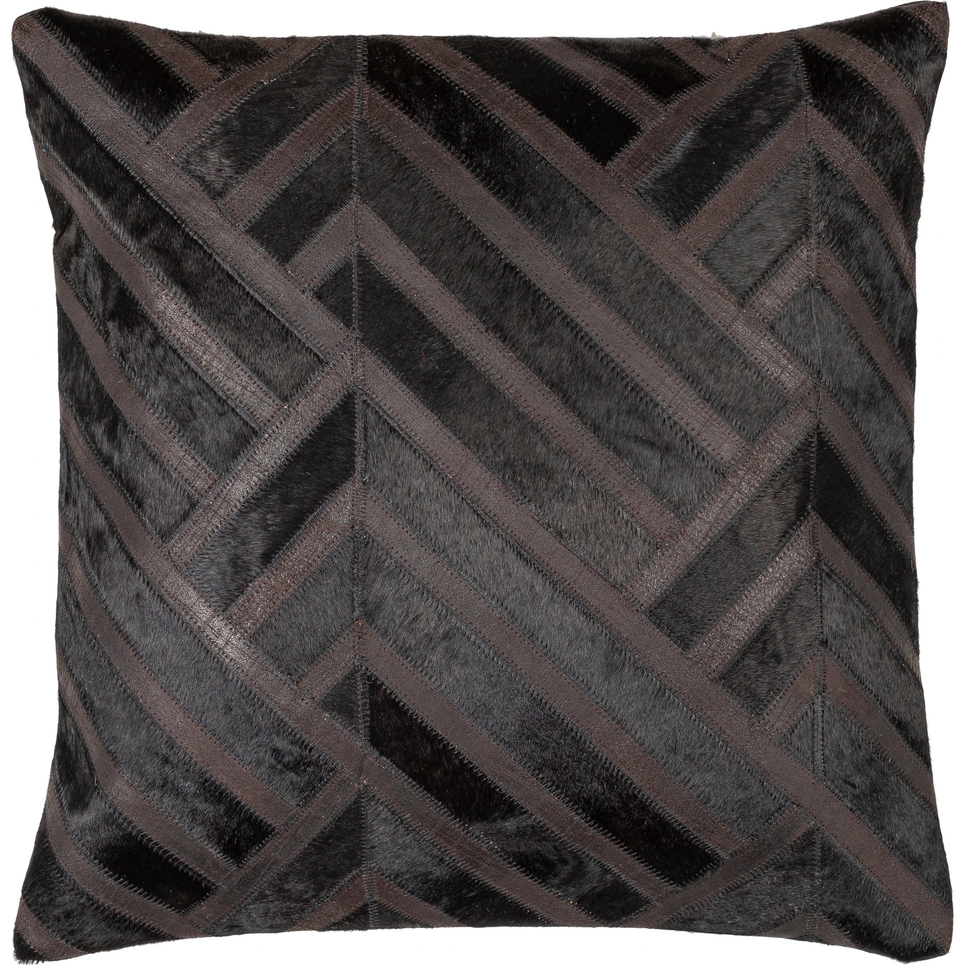Nashville Pillow - 10916 by Surya in black. Made from front: 100% leather, back: 100% cotton in a modern style.