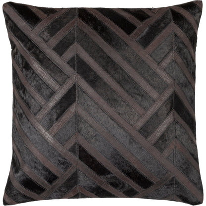 Nashville Pillow - 10916 by Surya in black. Made from front: 100% leather, back: 100% cotton in a modern style.