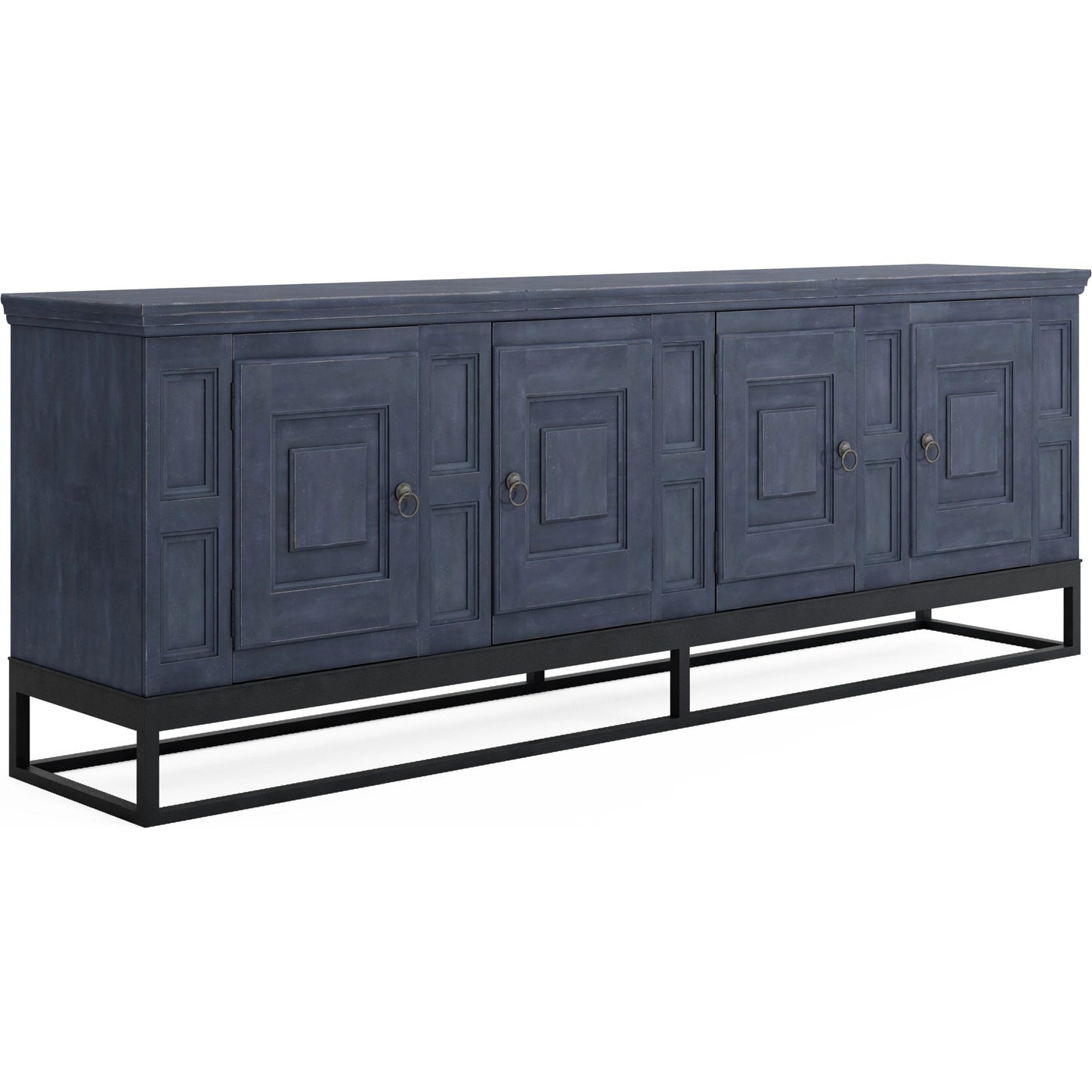 001 SI-2155759 | Primary Silo | Alcove Entertainment Console by A.R.T. Furniture in slate, burnished brass. Made from acacia solids, maple veneers, iron in a transitional style.