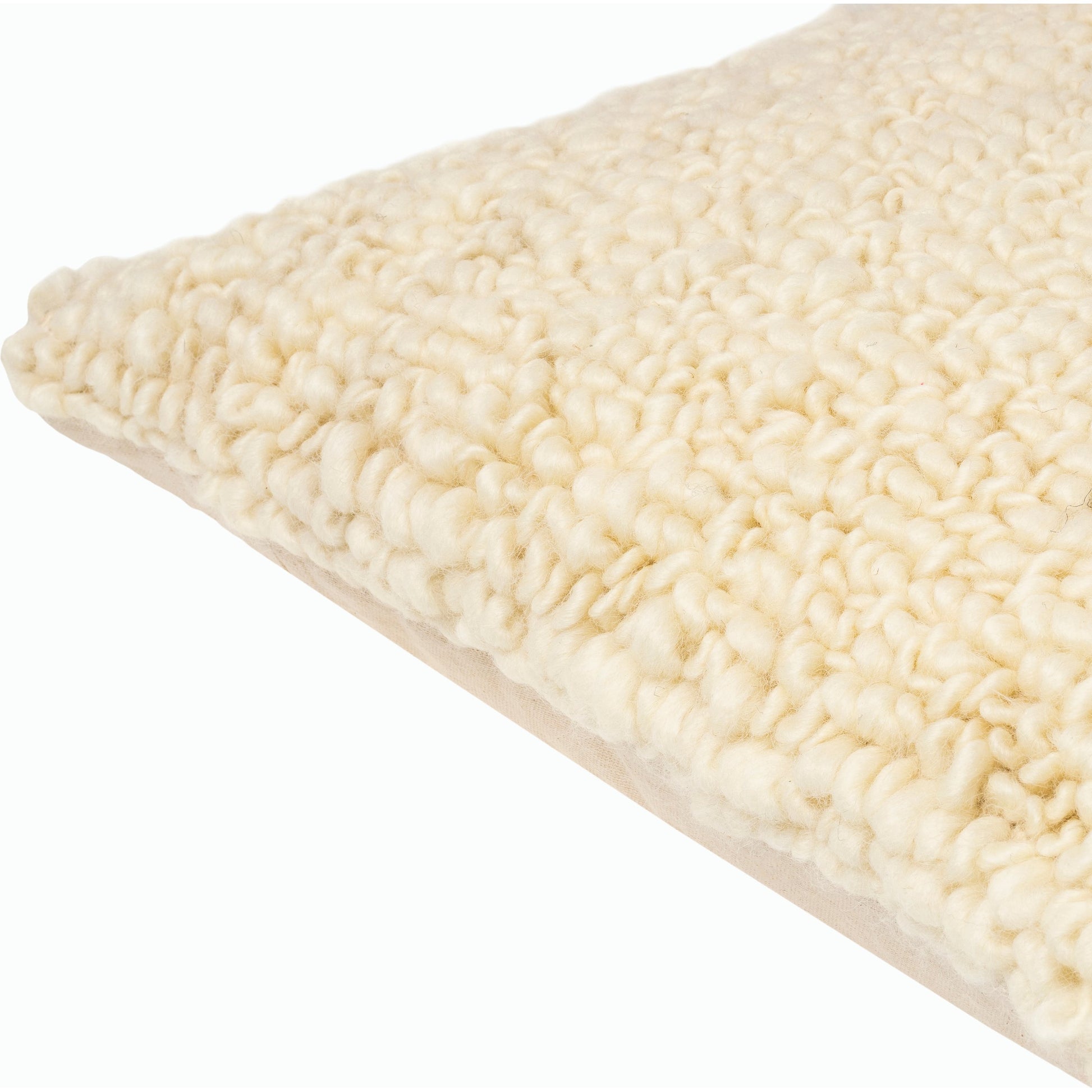 Noida Pillow - 479639 by Surya in ivory, cream, off-white. Made from front: 90% wool, 10% cotton, back: 100% cotton in a modern style.