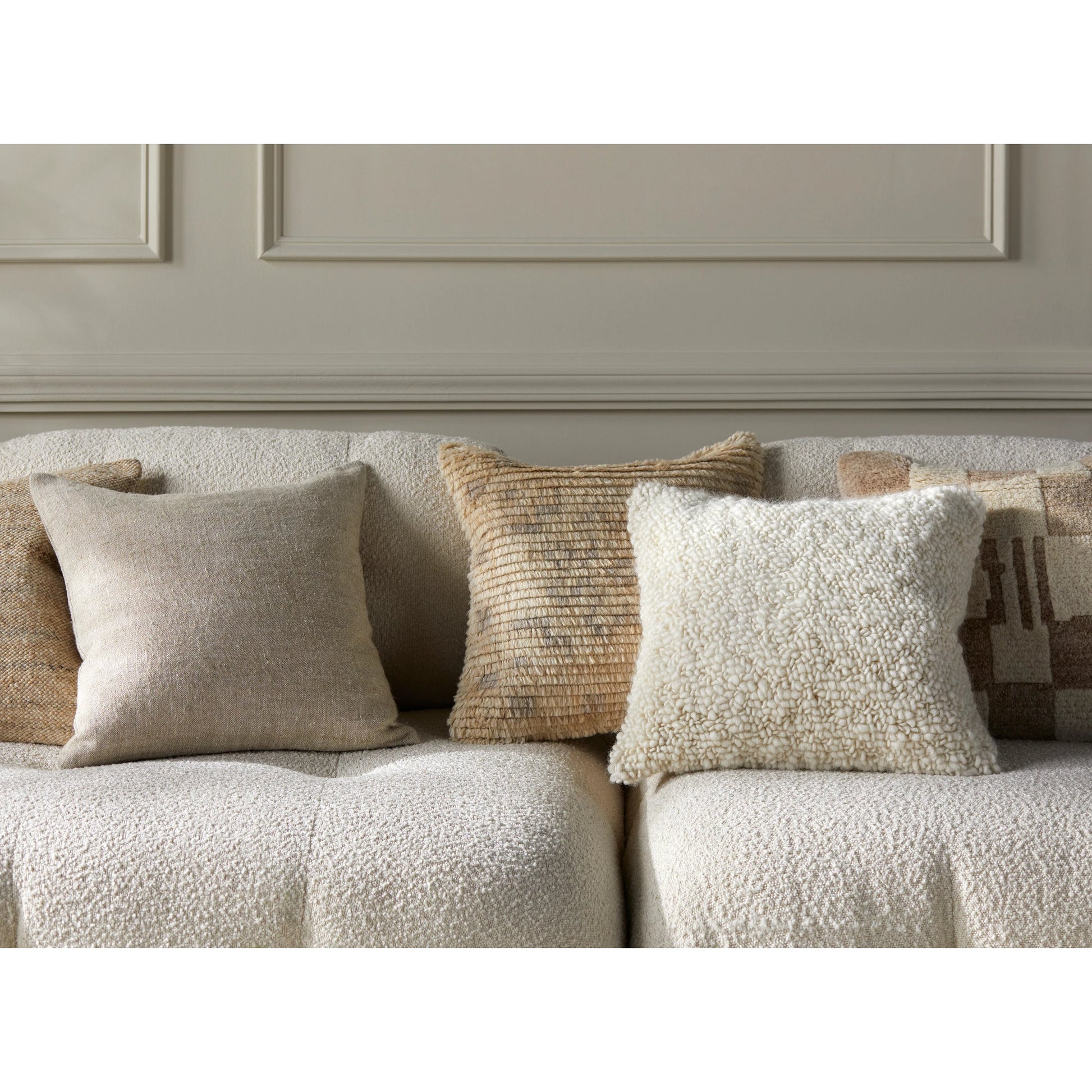 Noida Pillow - 479639 by Surya in ivory, cream, off-white. Made from front: 90% wool, 10% cotton, back: 100% cotton in a modern style.