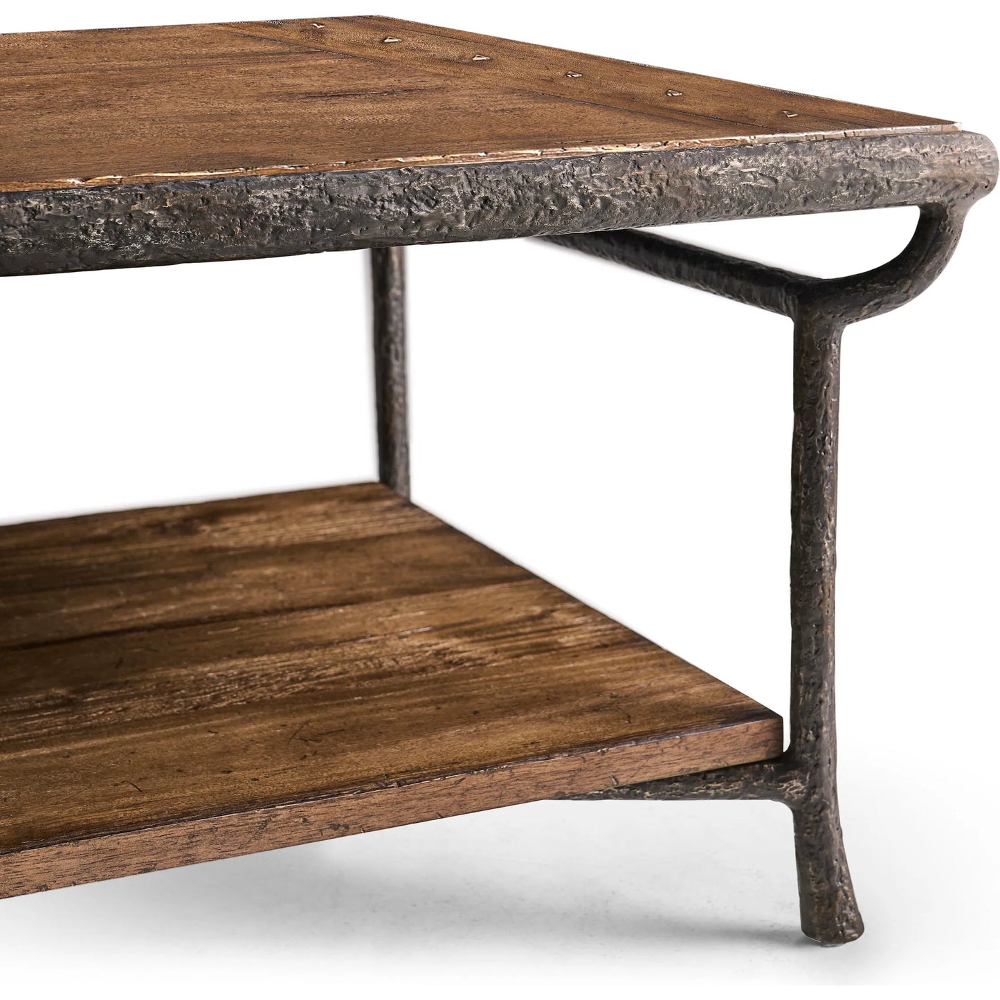 005 SI-2535718 | Closeup | Forge Iron Cocktail Table by Jonathan Charles in cast metal finish. Made from main aluminum in a unique style.