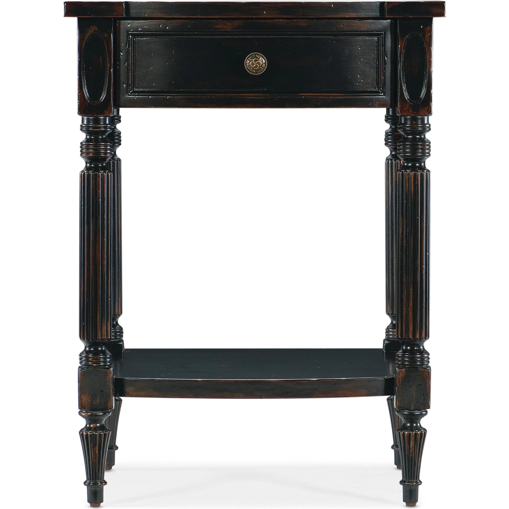 Charleston One-Drawer Telephone Table by Hooker Furniture in black cherry. Made from cherry veneers in a traditional style.
