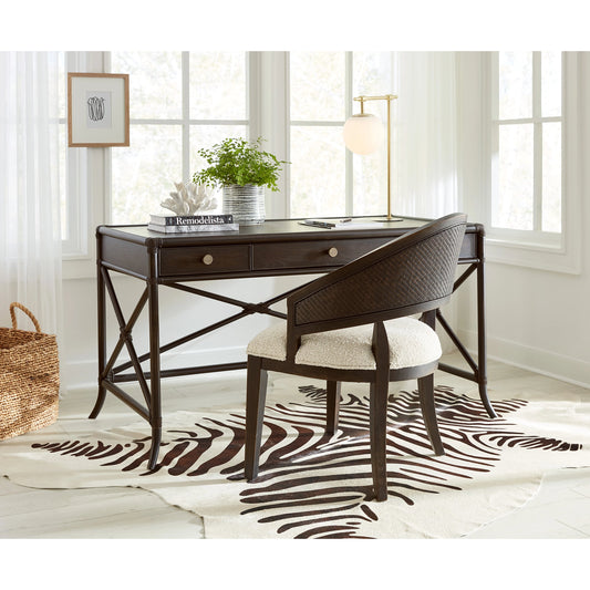 Retreat Pole Rattan Writing Desk by Hooker Furniture. Made from oak, maple veneers, rope in a cottage & farmhouse style.