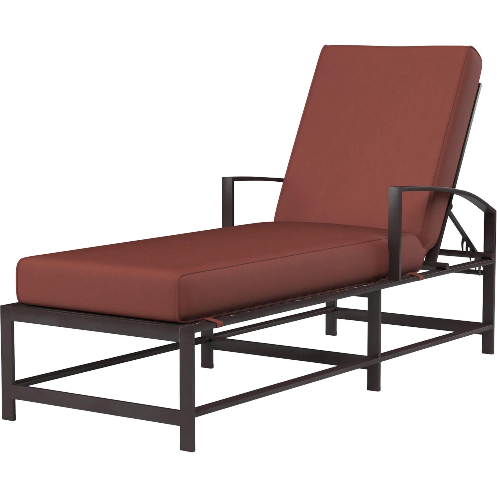 La Jolla Outdoor Chaise by Sunset West in browns. Made from aluminum in a modern style.