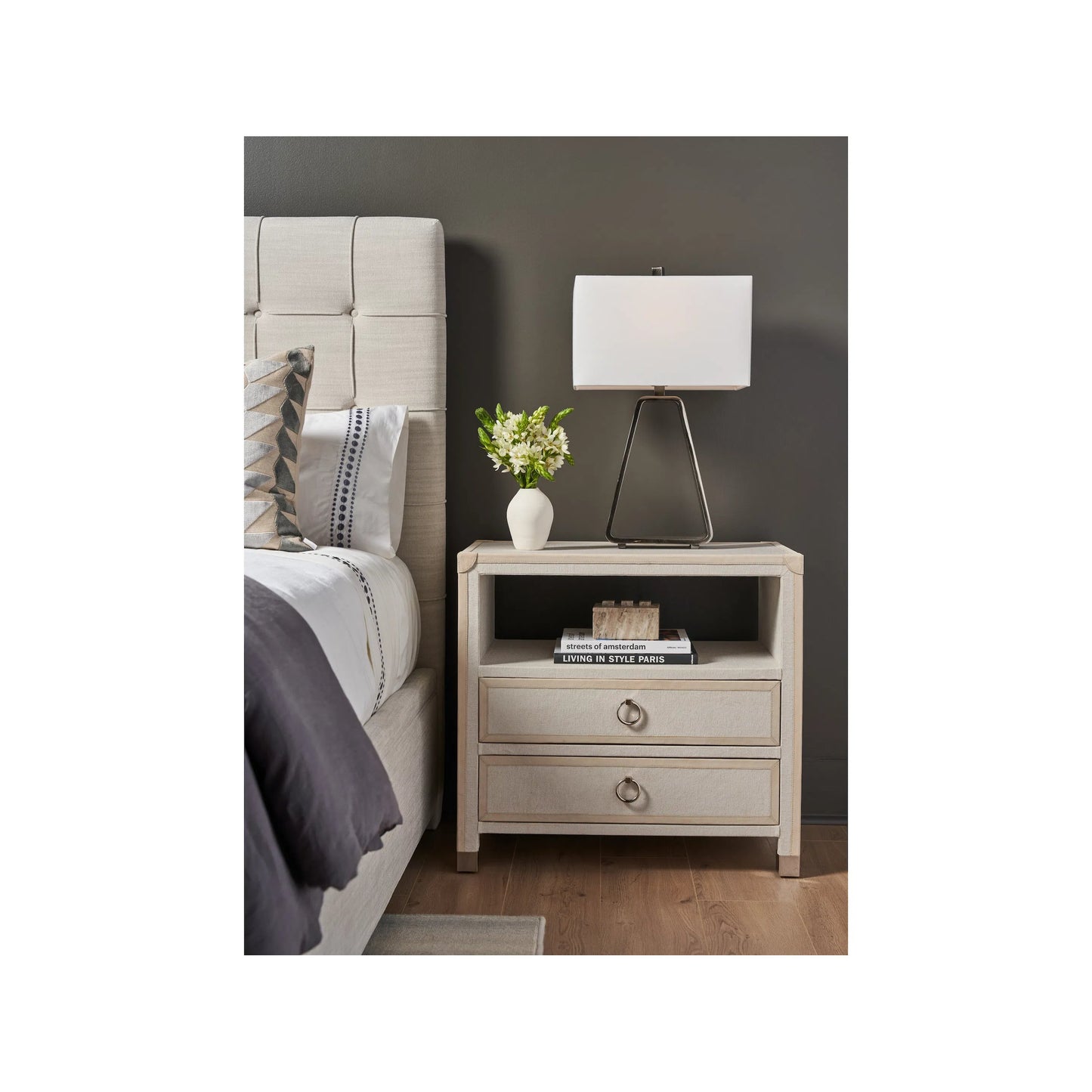 004 SI-2195679 | Closeup | Modern Riven Nightstand by Universal Furniture in natural. Made from unique in a unique style.