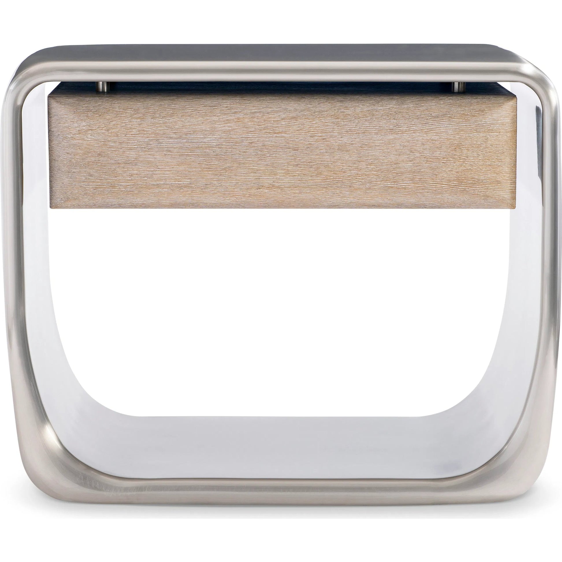 Lomond Nightstand by Bernhardt in tarnished nickel, trevin. Made from metal, wood in a modern style.