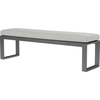Redondo Outdoor Dining Bench by Sunset West in slate. Made from aluminum in a modern style.