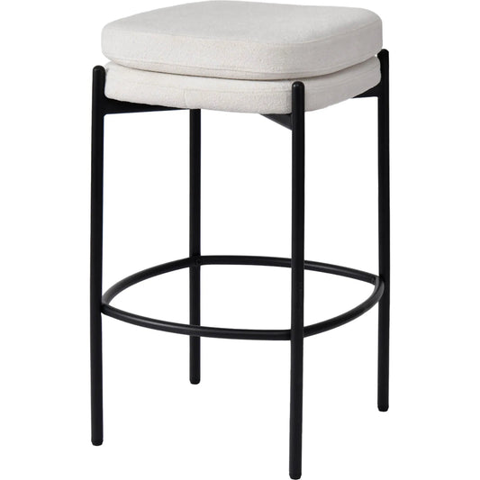Nina Counter Stool (Set of 2) by LH Imports in oatmeal, black and black. Made from polyester, foam, iron, plywood in a unique style.
