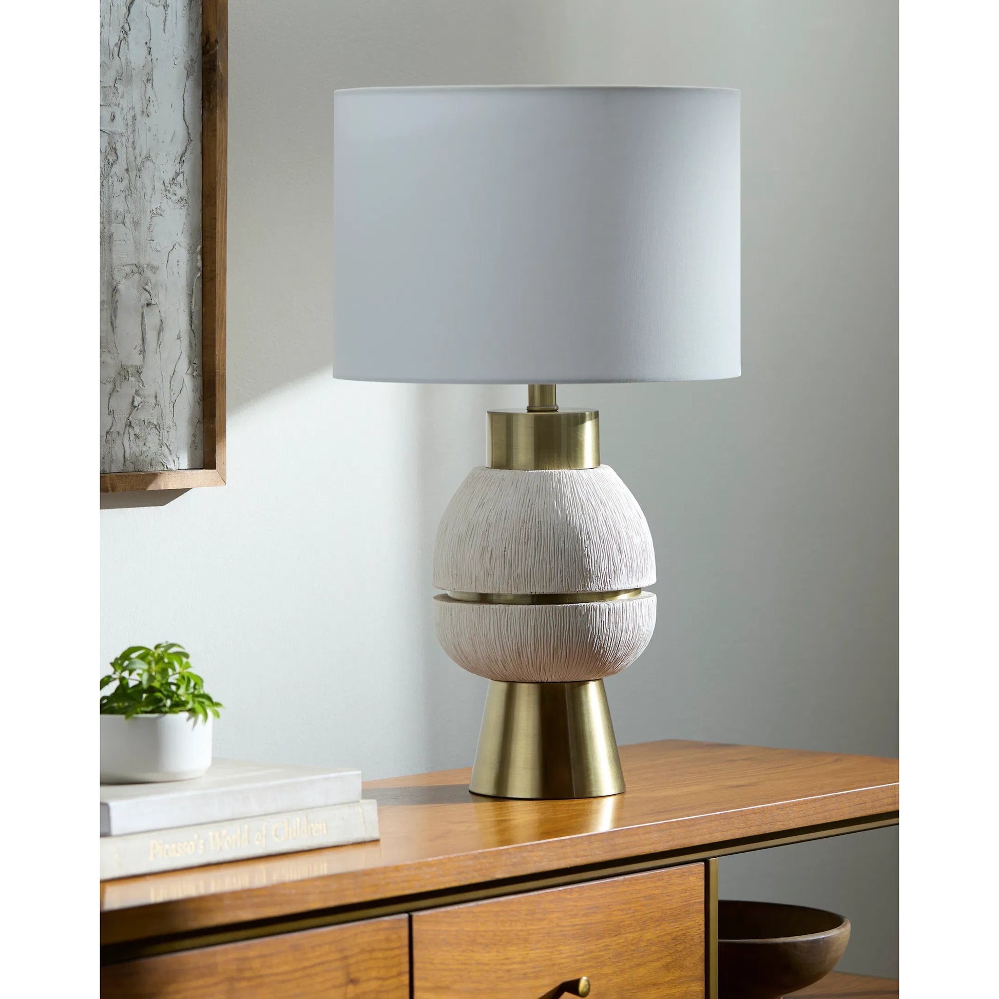 Niobe Accent Table Lamp by Livabliss. Made from resin, iron, linen in a transitional style.