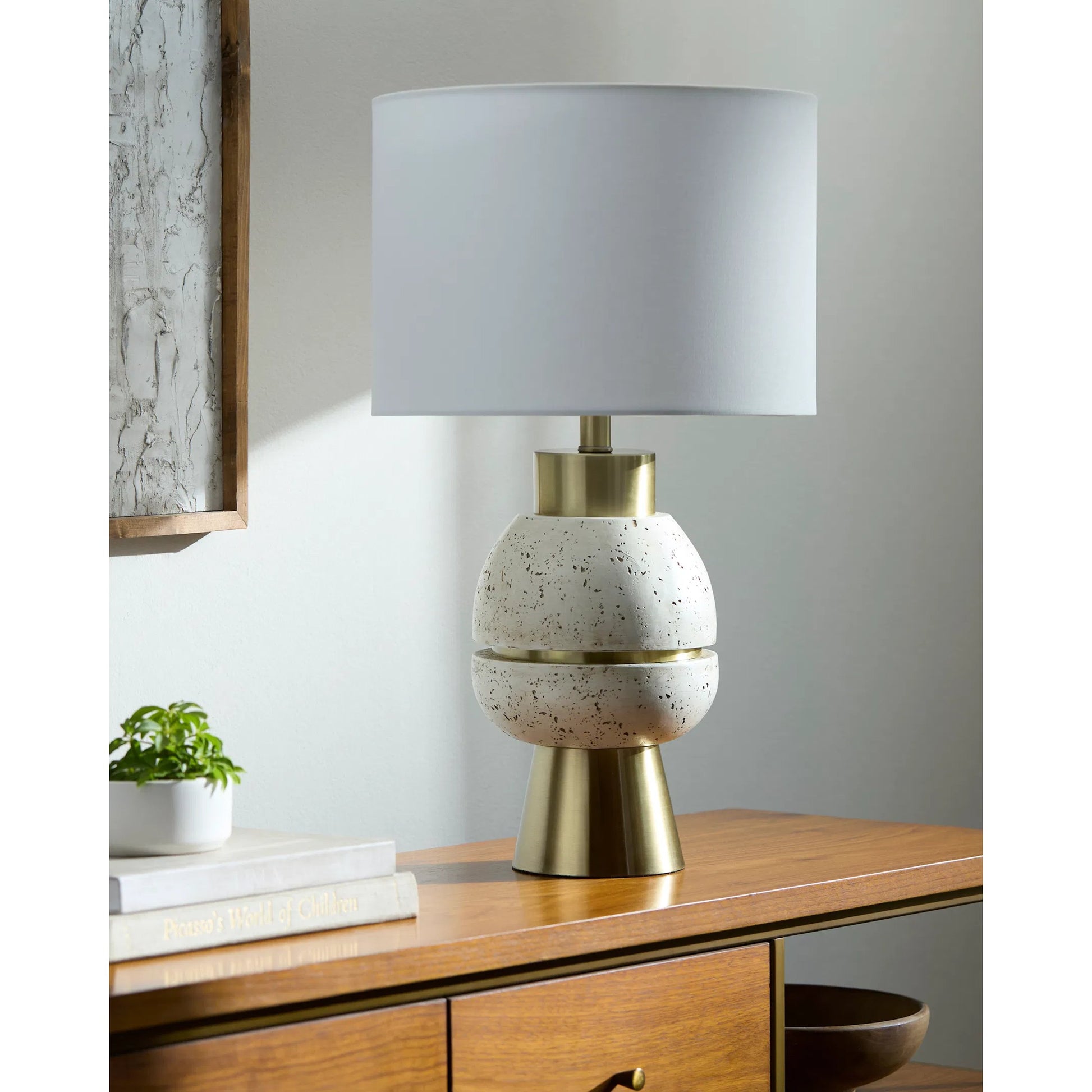 Niobe Accent Table Lamp by Livabliss. Made from resin, iron, linen in a transitional style.