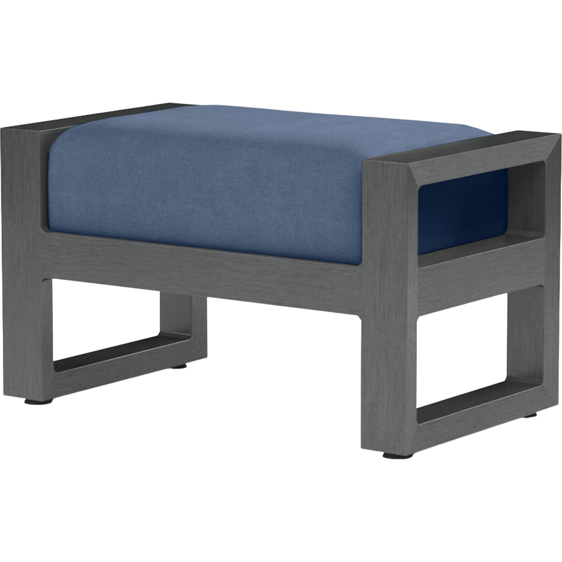 Redondo Outdoor Ottoman by Sunset West in grays. Made from aluminum in a modern style.