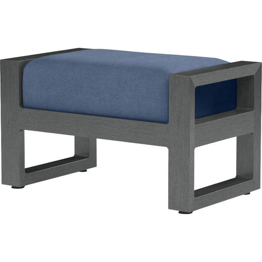 Redondo Outdoor Ottoman by Sunset West in grays. Made from aluminum in a modern style.