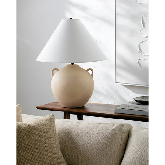 Nivalis Accent Table Lamp - 535741 by Surya in glazedhand painted. Made from ceramic, linen, polystyrene, iron in a modern style.