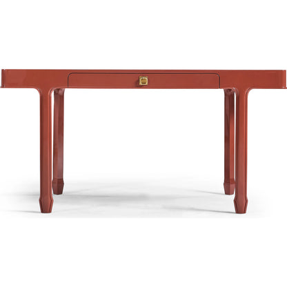 Polly Rose Desk by Jonathan Charles in dor red lacquer. Made from beech in a eclectic & global style.