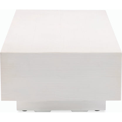 GRFC Outdoor Faux Bois Coffee Table by Sunset West in bone. Made from gfr concrete in a modern style.