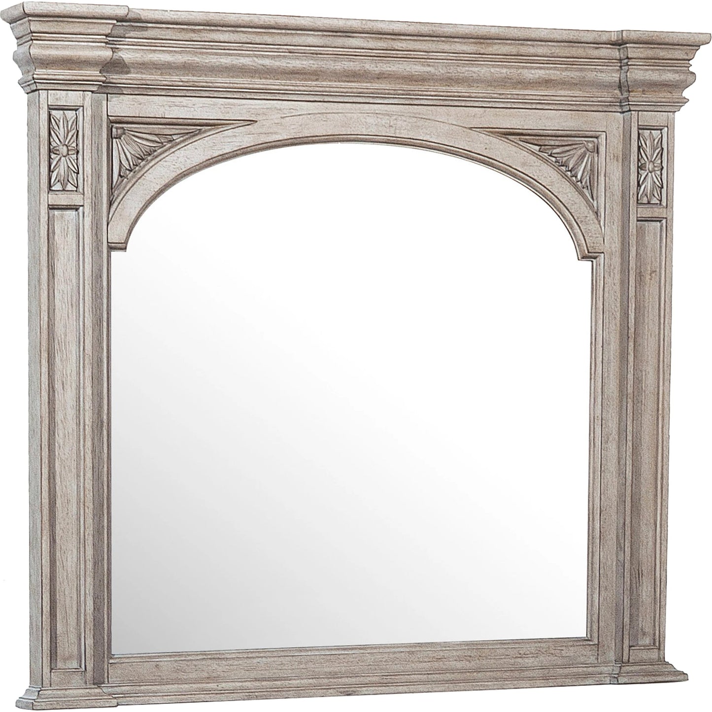 001 SI-2155598 | Primary Silo | Kingsbury Mirror by Pulaski Furniture in french grey. Made from oak veneers, hardwood solids in a traditional style.