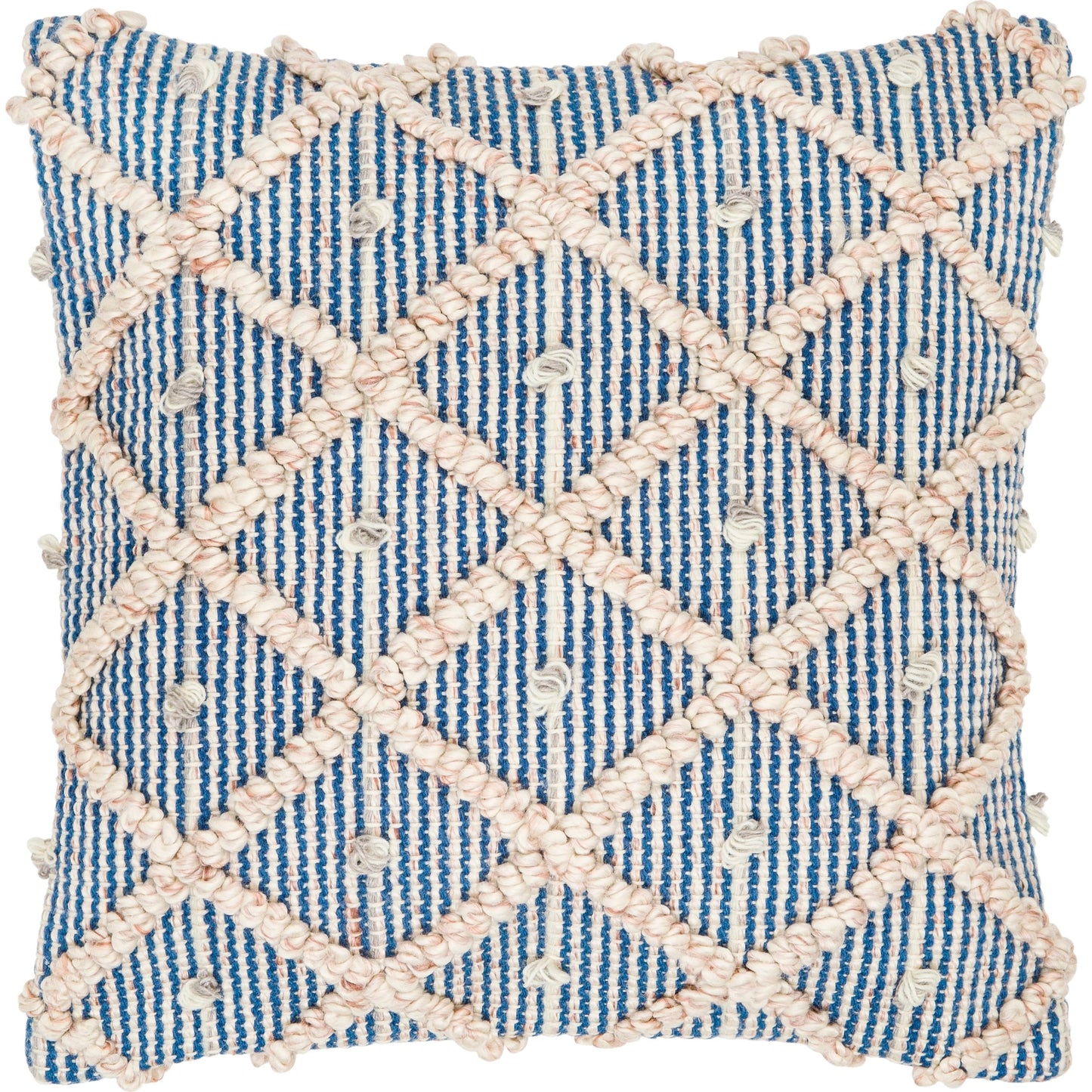 000 SI-1920624,SI-1920625 | Primary Silo | Nacka Pillow - NKA-001 by Surya in ivory, blue. Made from front: 100% recycled pet yarn, back: 100% polyester in a cottage & farmhouse style.