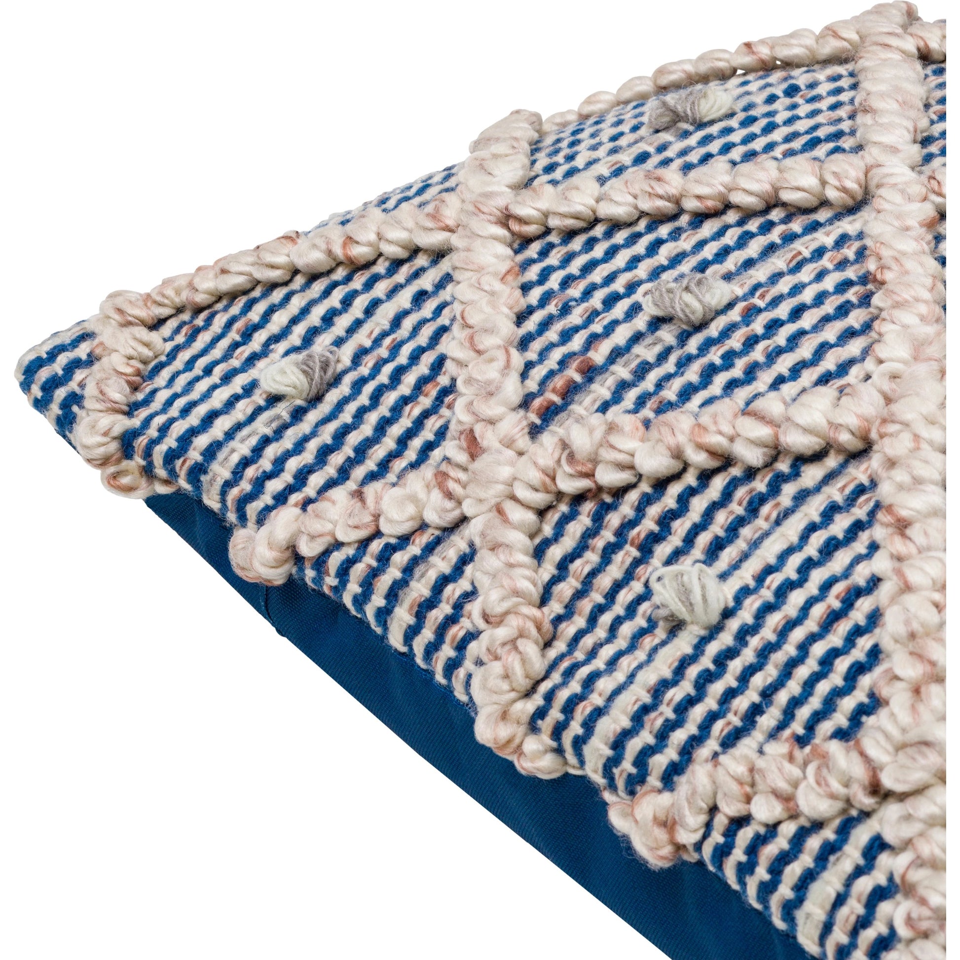 Nacka Pillow - NKA-001 by Surya in ivory, blue. Made from front: 100% recycled pet yarn, back: 100% polyester in a cottage & farmhouse style.