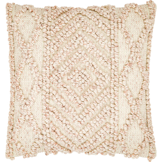 Nacka Pillow - NKA-002 by Surya in pale pink, ivory. Made from front: 100% recycled pet yarn, back: 100% polyester in a cottage & farmhouse style.